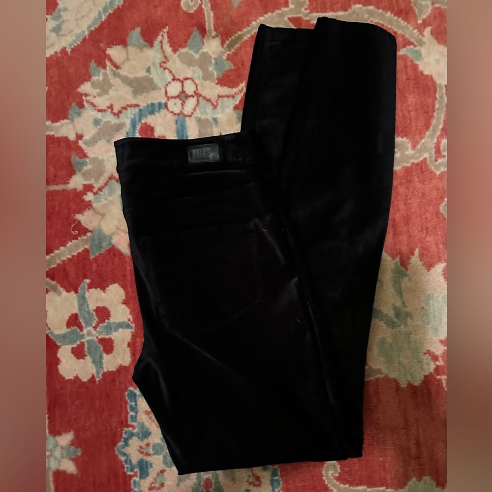 Like new, black velvet Paige skinny jeans